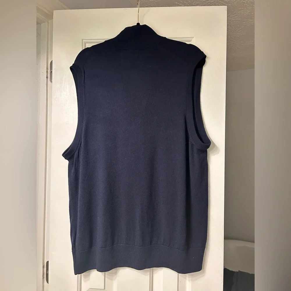 Brooks Brothers Wool Pullover Quarter Zip Vest- Navy